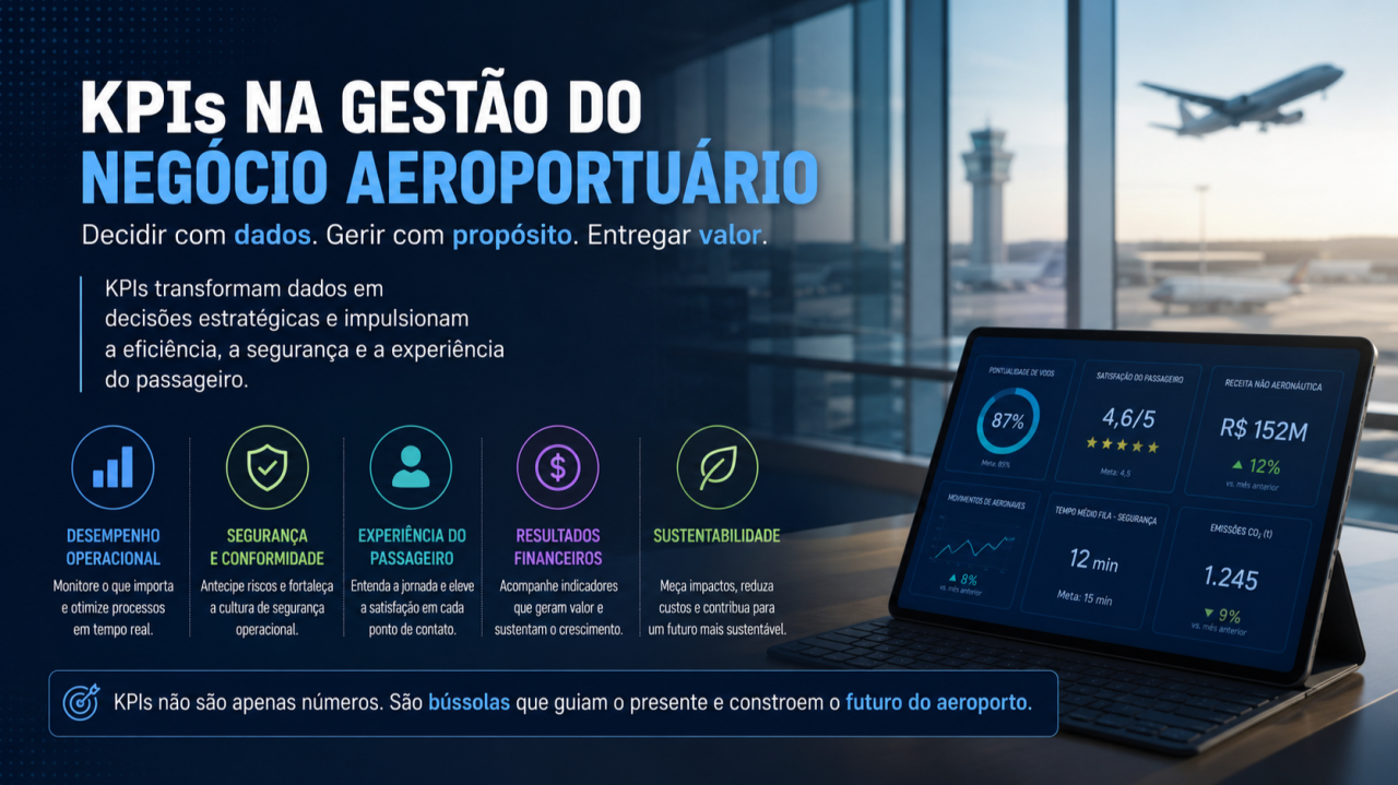 KPIs na Gestão do Negócio Aeroportuário: o que diferencia aeroportos eficientes de aeroportos apenas operacionais?