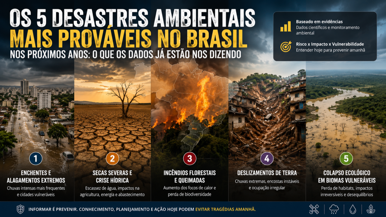 Os 5 desastres ambientais mais prováveis no Brasil nos próximos anos: o que os dados já estão nos dizendo