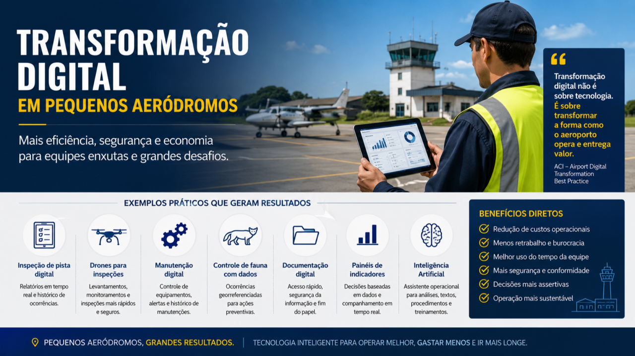 Transformação Digital em Pequenos Aeródromos: como equipes enxutas podem operar com mais eficiência, segurança e menor custo