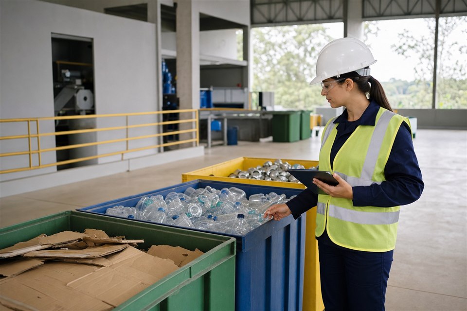 Área de armazenamento de resíduos sólidos em empresa industrial